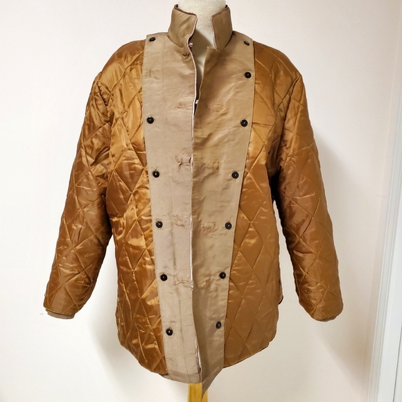 Chinese Tang Suit Jacket Embroidery Women Vintage Gold Taupe Bronze - Picture 11 of 13